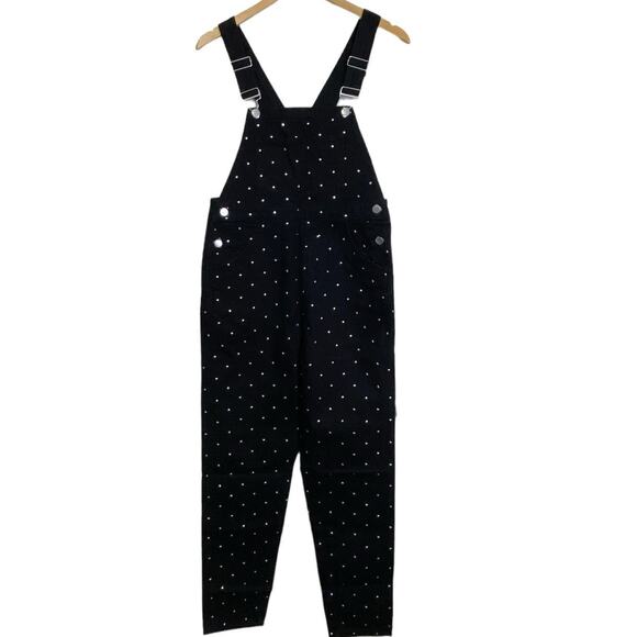 WEWOREWHAT Basic Crystal Embellished Black Overalls NEW Size Small - Picture 3 of 12